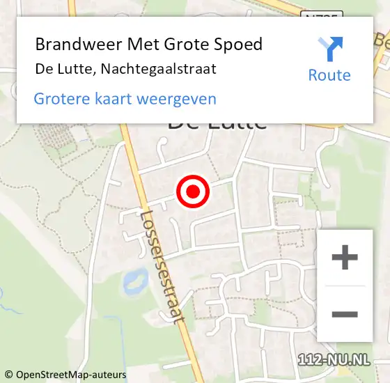 Locatie op kaart van de 112 melding: Brandweer Met Grote Spoed Naar De Lutte, Nachtegaalstraat op 19 maart 2018 17:26