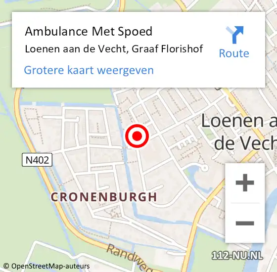 Locatie op kaart van de 112 melding: Ambulance Met Spoed Naar Loenen aan de Vecht, Graaf Florishof op 19 maart 2018 17:31