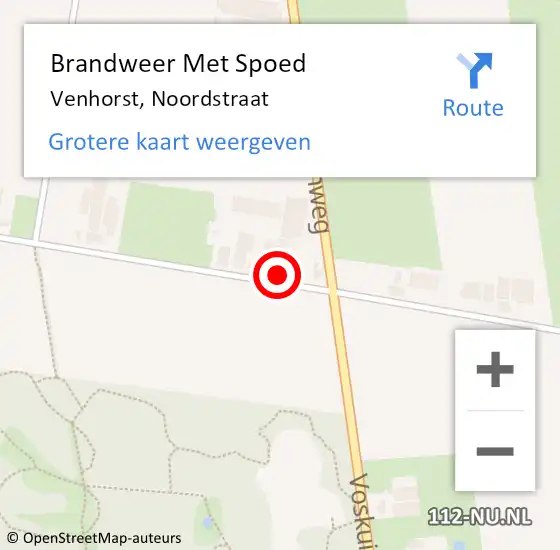 Locatie op kaart van de 112 melding: Brandweer Met Spoed Naar Venhorst, Noordstraat op 19 maart 2018 17:42