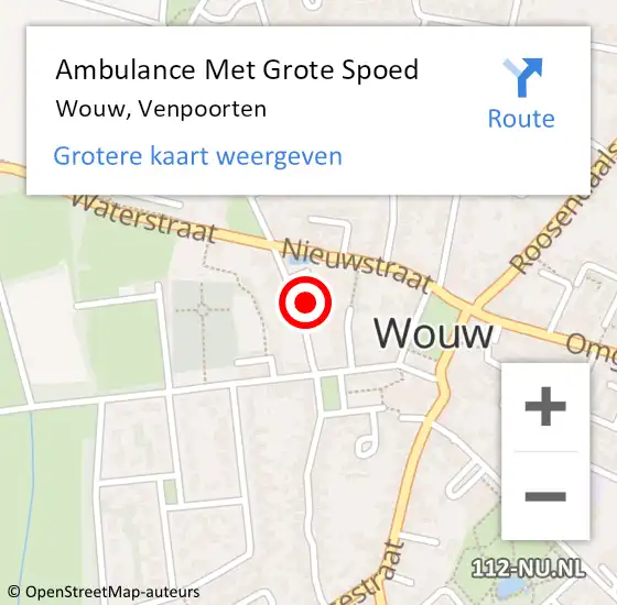 Locatie op kaart van de 112 melding: Ambulance Met Grote Spoed Naar Wouw, Venpoorten op 19 maart 2018 17:43