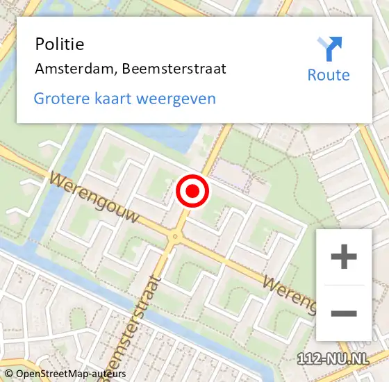 Locatie op kaart van de 112 melding: Politie Amsterdam, Beemsterstraat op 19 maart 2018 18:27