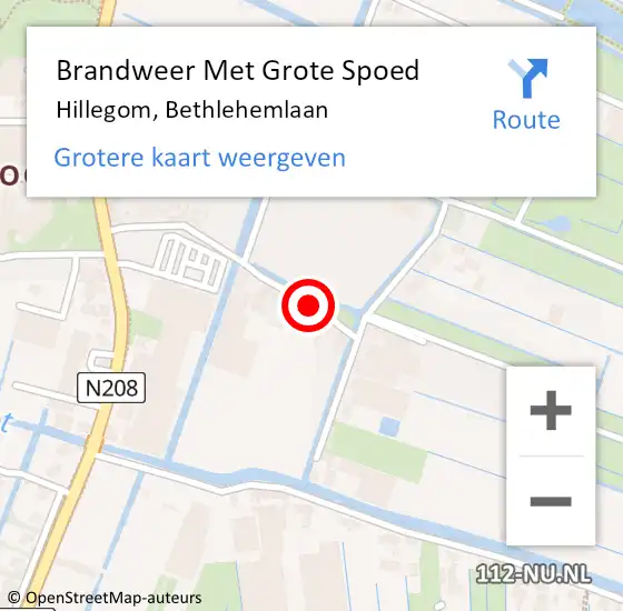 Locatie op kaart van de 112 melding: Brandweer Met Grote Spoed Naar Hillegom, Bethlehemlaan op 19 maart 2018 18:31