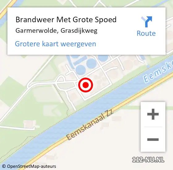 Locatie op kaart van de 112 melding: Brandweer Met Grote Spoed Naar Garmerwolde, Grasdijkweg op 19 maart 2018 18:32