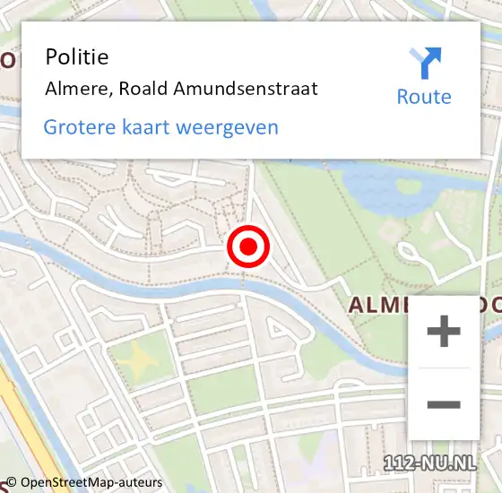 Locatie op kaart van de 112 melding: Politie Almere, Roald Amundsenstraat op 19 maart 2018 18:41
