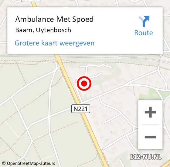 Locatie op kaart van de 112 melding: Ambulance Met Spoed Naar Baarn, Uytenbosch op 19 maart 2018 18:41