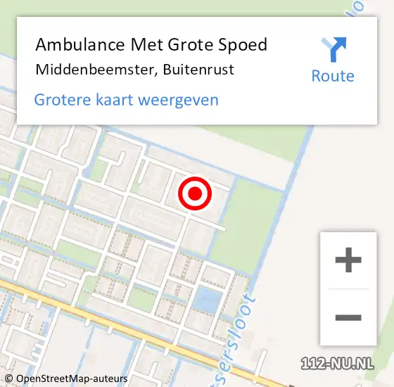 Locatie op kaart van de 112 melding: Ambulance Met Grote Spoed Naar Middenbeemster, Buitenrust op 19 maart 2018 19:03