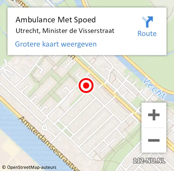 Locatie op kaart van de 112 melding: Ambulance Met Spoed Naar Utrecht, Minister de Visserstraat op 19 maart 2018 19:06