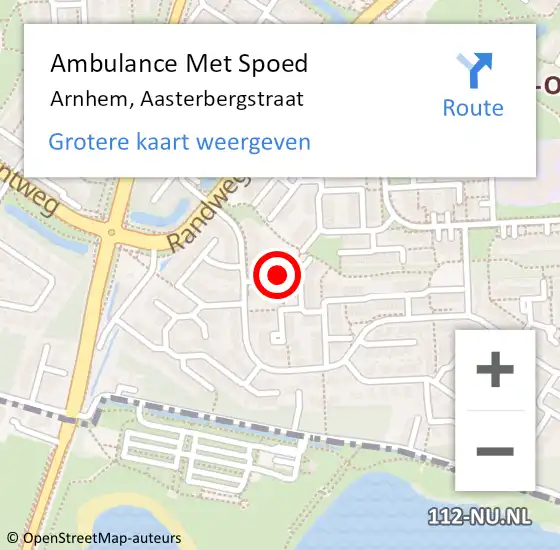 Locatie op kaart van de 112 melding: Ambulance Met Spoed Naar Arnhem, Aasterbergstraat op 19 maart 2018 19:32