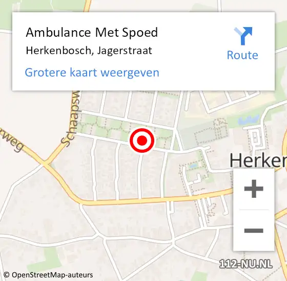 Locatie op kaart van de 112 melding: Ambulance Met Spoed Naar Herkenbosch, Jagerstraat op 19 maart 2018 20:20