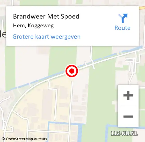 Locatie op kaart van de 112 melding: Brandweer Met Spoed Naar Hem, Koggeweg op 19 maart 2018 20:26