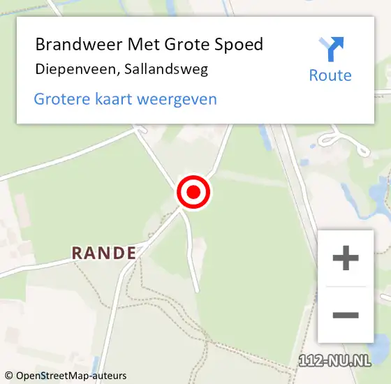 Locatie op kaart van de 112 melding: Brandweer Met Grote Spoed Naar Diepenveen, Sallandsweg op 19 maart 2018 20:34