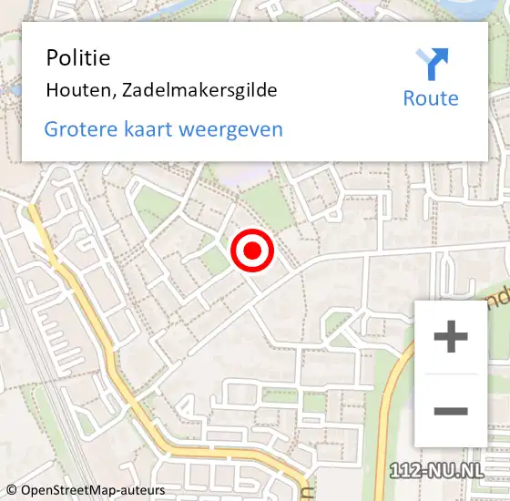 Locatie op kaart van de 112 melding: Politie Houten, Zadelmakersgilde op 19 maart 2018 20:41