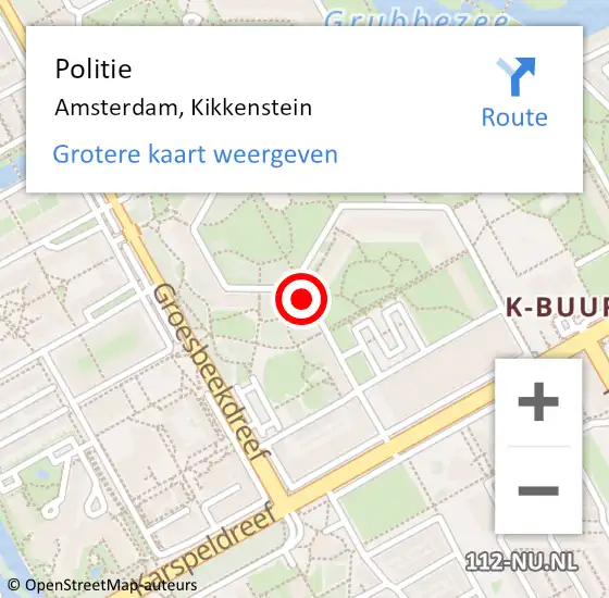 Locatie op kaart van de 112 melding: Politie Amsterdam, Kikkenstein op 19 maart 2018 20:42