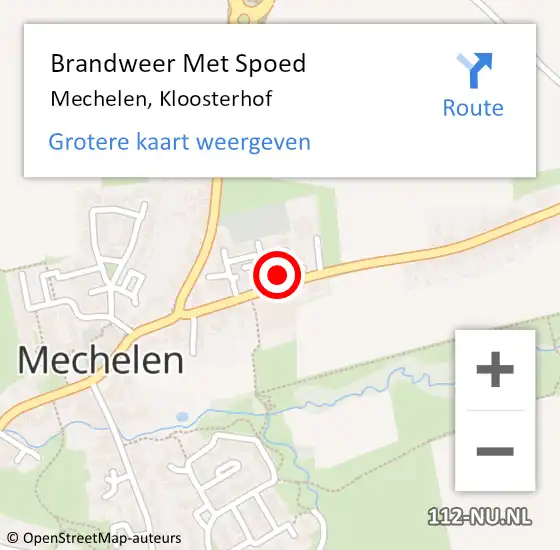 Locatie op kaart van de 112 melding: Brandweer Met Spoed Naar Mechelen, Kloosterhof op 19 maart 2018 21:09