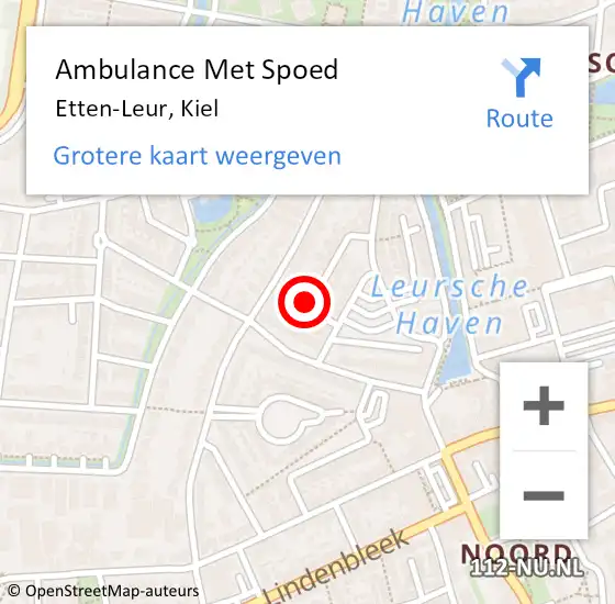 Locatie op kaart van de 112 melding: Ambulance Met Spoed Naar Etten-Leur, Kiel op 19 maart 2018 22:53