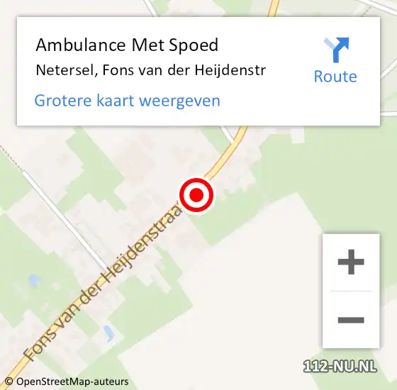 Locatie op kaart van de 112 melding: Ambulance Met Spoed Naar Netersel, Fons van der Heijdenstr op 19 maart 2018 23:03