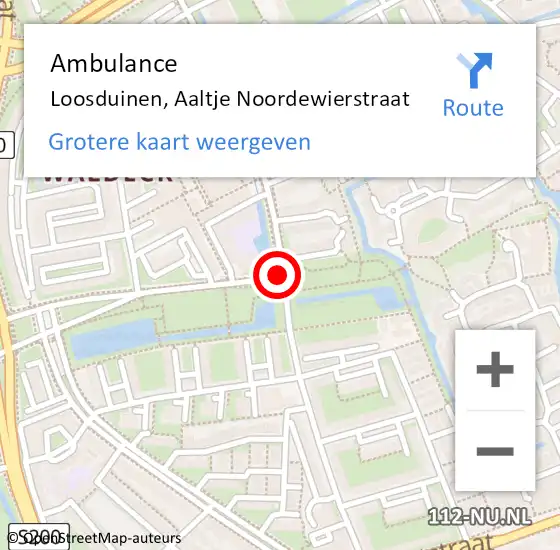 Locatie op kaart van de 112 melding: Ambulance Loosduinen, Aaltje Noordewierstraat op 20 maart 2018 00:37