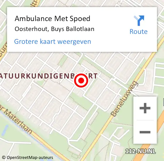 Locatie op kaart van de 112 melding: Ambulance Met Spoed Naar Oosterhout, Buys Ballotlaan op 20 maart 2018 01:22