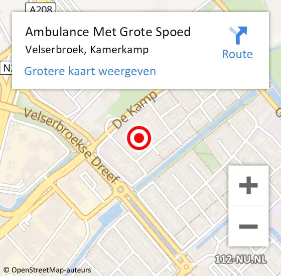 Locatie op kaart van de 112 melding: Ambulance Met Grote Spoed Naar Velserbroek, Kamerkamp op 20 maart 2018 02:19