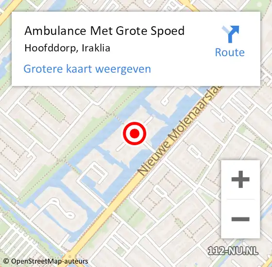 Locatie op kaart van de 112 melding: Ambulance Met Grote Spoed Naar Hoofddorp, Iraklia op 20 maart 2018 02:33