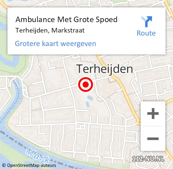 Locatie op kaart van de 112 melding: Ambulance Met Grote Spoed Naar Terheijden, Markstraat op 20 maart 2018 03:48