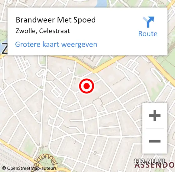 Locatie op kaart van de 112 melding: Brandweer Met Spoed Naar Zwolle, Celestraat op 20 maart 2018 05:15