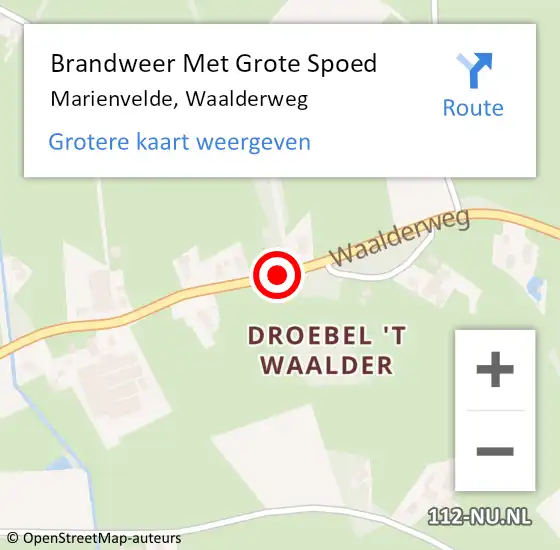 Locatie op kaart van de 112 melding: Brandweer Met Grote Spoed Naar Marienvelde, Waalderweg op 20 maart 2018 06:34