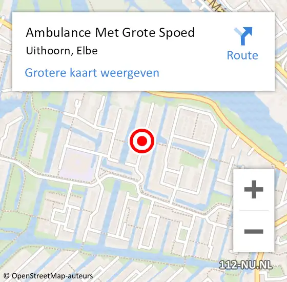 Locatie op kaart van de 112 melding: Ambulance Met Grote Spoed Naar Uithoorn, Elbe op 20 maart 2018 07:36