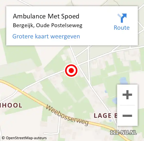 Locatie op kaart van de 112 melding: Ambulance Met Spoed Naar Bergeijk, Oude Postelseweg op 20 maart 2018 07:38