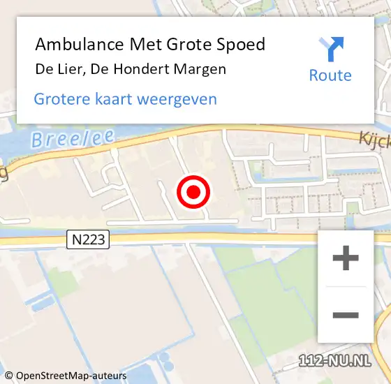 Locatie op kaart van de 112 melding: Ambulance Met Grote Spoed Naar De Lier, De Hondert Margen op 20 maart 2018 07:48