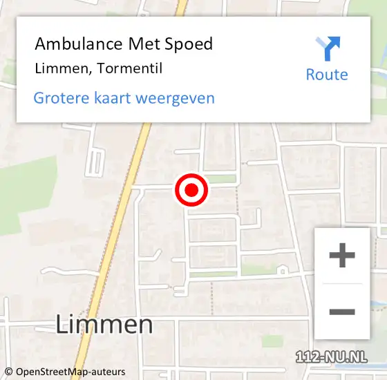 Locatie op kaart van de 112 melding: Ambulance Met Spoed Naar Limmen, Tormentil op 20 maart 2018 08:11