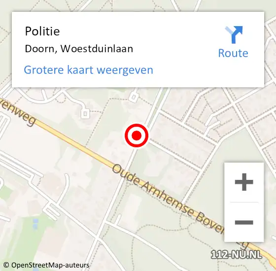 Locatie op kaart van de 112 melding: Politie Doorn, Woestduinlaan op 20 maart 2018 08:19