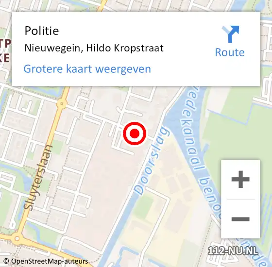 Locatie op kaart van de 112 melding: Politie Nieuwegein, Hildo Kropstraat op 20 maart 2018 09:11
