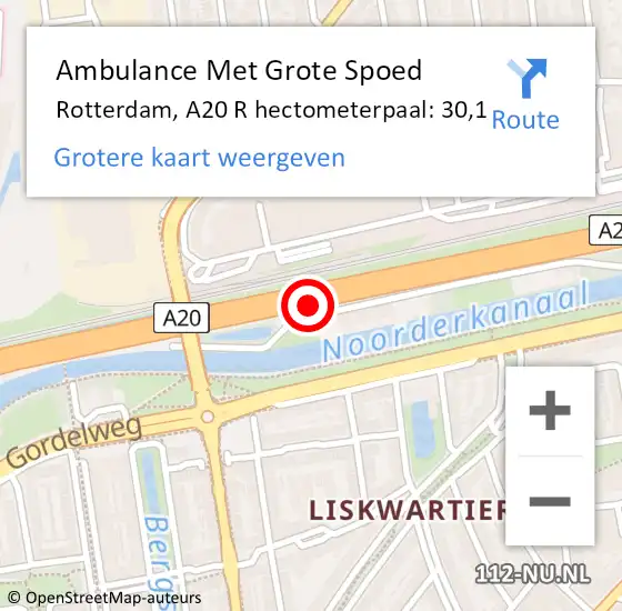 Locatie op kaart van de 112 melding: Ambulance Met Grote Spoed Naar Rotterdam, A20 L hectometerpaal: 37,0 op 20 maart 2018 09:14
