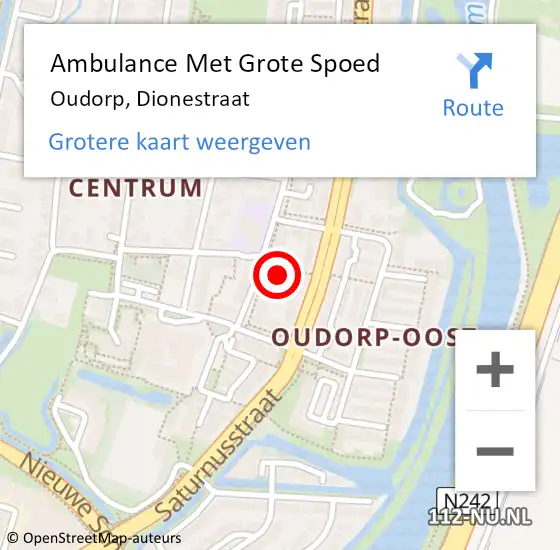 Locatie op kaart van de 112 melding: Ambulance Met Grote Spoed Naar Oudorp, Dionestraat op 20 maart 2018 09:15