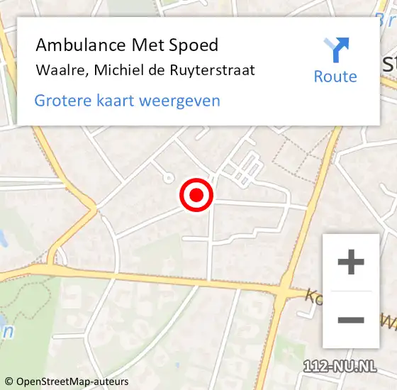 Locatie op kaart van de 112 melding: Ambulance Met Spoed Naar Waalre, Michiel de Ruyterstraat op 20 maart 2018 09:15