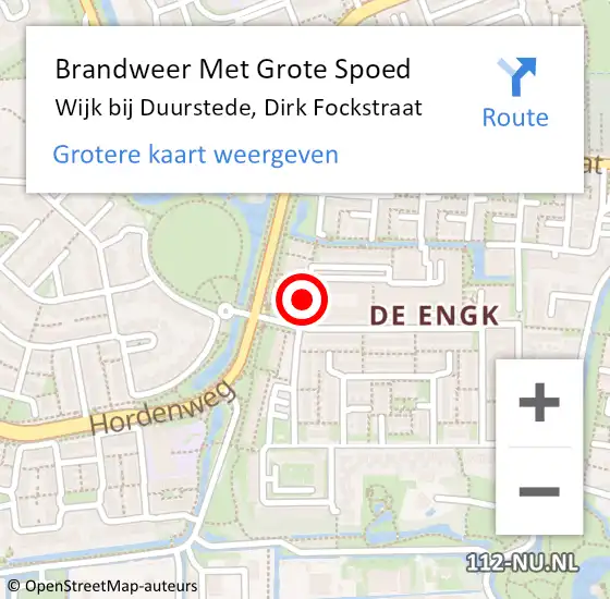 Locatie op kaart van de 112 melding: Brandweer Met Grote Spoed Naar Wijk bij Duurstede, Dirk Fockstraat op 20 maart 2018 10:02