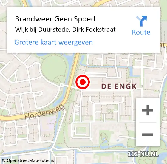 Locatie op kaart van de 112 melding: Brandweer Geen Spoed Naar Wijk bij Duurstede, Dirk Fockstraat op 20 maart 2018 10:03
