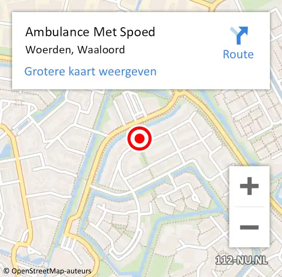 Locatie op kaart van de 112 melding: Ambulance Met Spoed Naar Woerden, Waaloord op 20 maart 2018 10:13