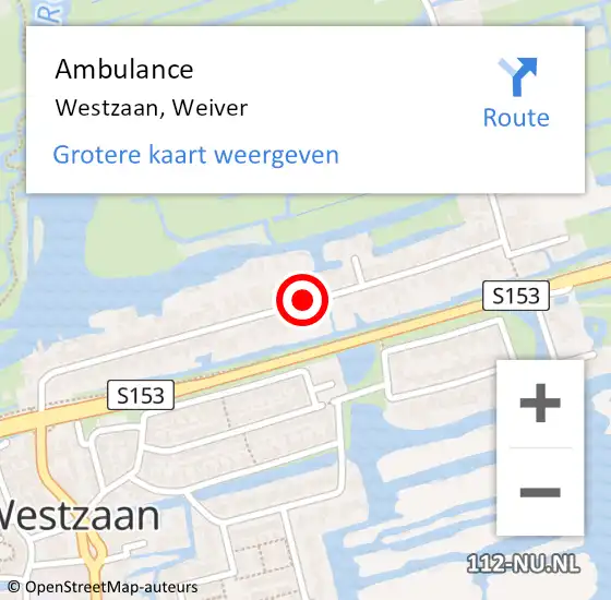 Locatie op kaart van de 112 melding: Ambulance Westzaan, Weiver op 20 maart 2018 10:14