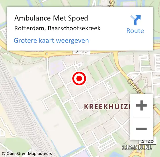 Locatie op kaart van de 112 melding: Ambulance Met Spoed Naar Rotterdam, Baarschootsekreek op 20 maart 2018 10:18