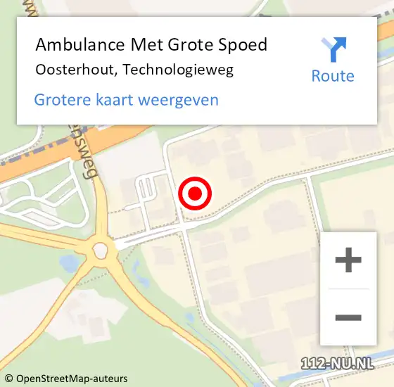 Locatie op kaart van de 112 melding: Ambulance Met Grote Spoed Naar Oosterhout, Technologieweg op 20 maart 2018 10:20