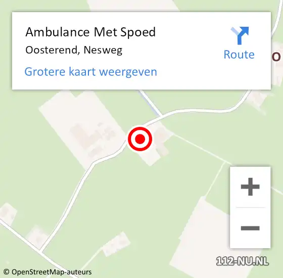 Locatie op kaart van de 112 melding: Ambulance Met Spoed Naar Oosterend, Nesweg op 20 maart 2018 10:21