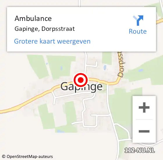 Locatie op kaart van de 112 melding: Ambulance Gapinge, Dorpsstraat op 20 maart 2018 10:40