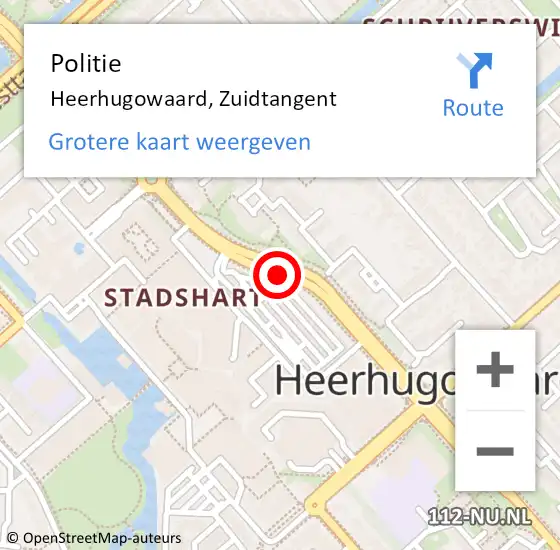 Locatie op kaart van de 112 melding: Politie Heerhugowaard, Zuidtangent op 20 maart 2018 10:46