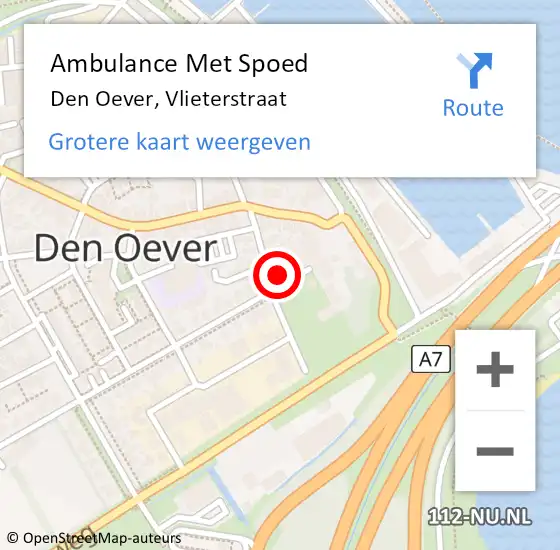 Locatie op kaart van de 112 melding: Ambulance Met Spoed Naar Den Oever, Vlieterstraat op 20 maart 2018 11:03