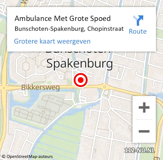 Locatie op kaart van de 112 melding: Ambulance Met Grote Spoed Naar Bunschoten-Spakenburg, Chopinstraat op 20 maart 2018 11:07