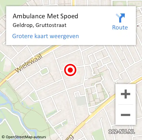 Locatie op kaart van de 112 melding: Ambulance Met Spoed Naar Geldrop, Gruttostraat op 20 maart 2018 11:55