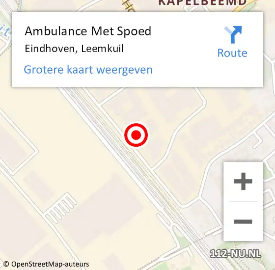 Locatie op kaart van de 112 melding: Ambulance Met Spoed Naar Eindhoven, Leemkuil op 20 maart 2018 12:20