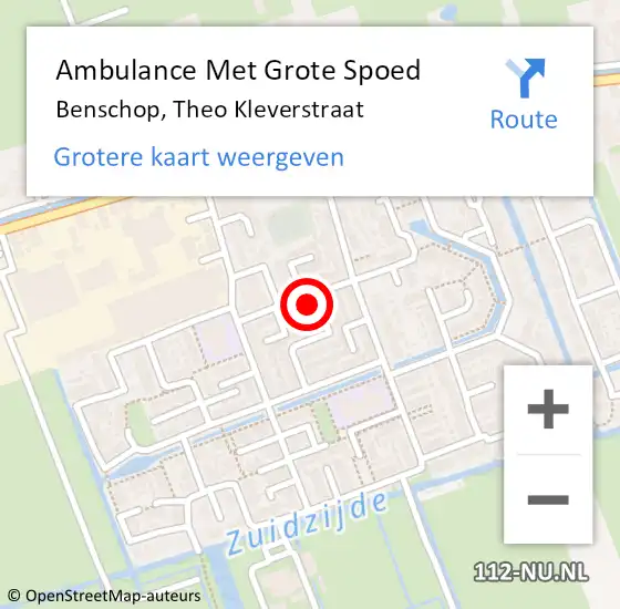 Locatie op kaart van de 112 melding: Ambulance Met Grote Spoed Naar Benschop, Theo Kleverstraat op 19 februari 2014 16:52